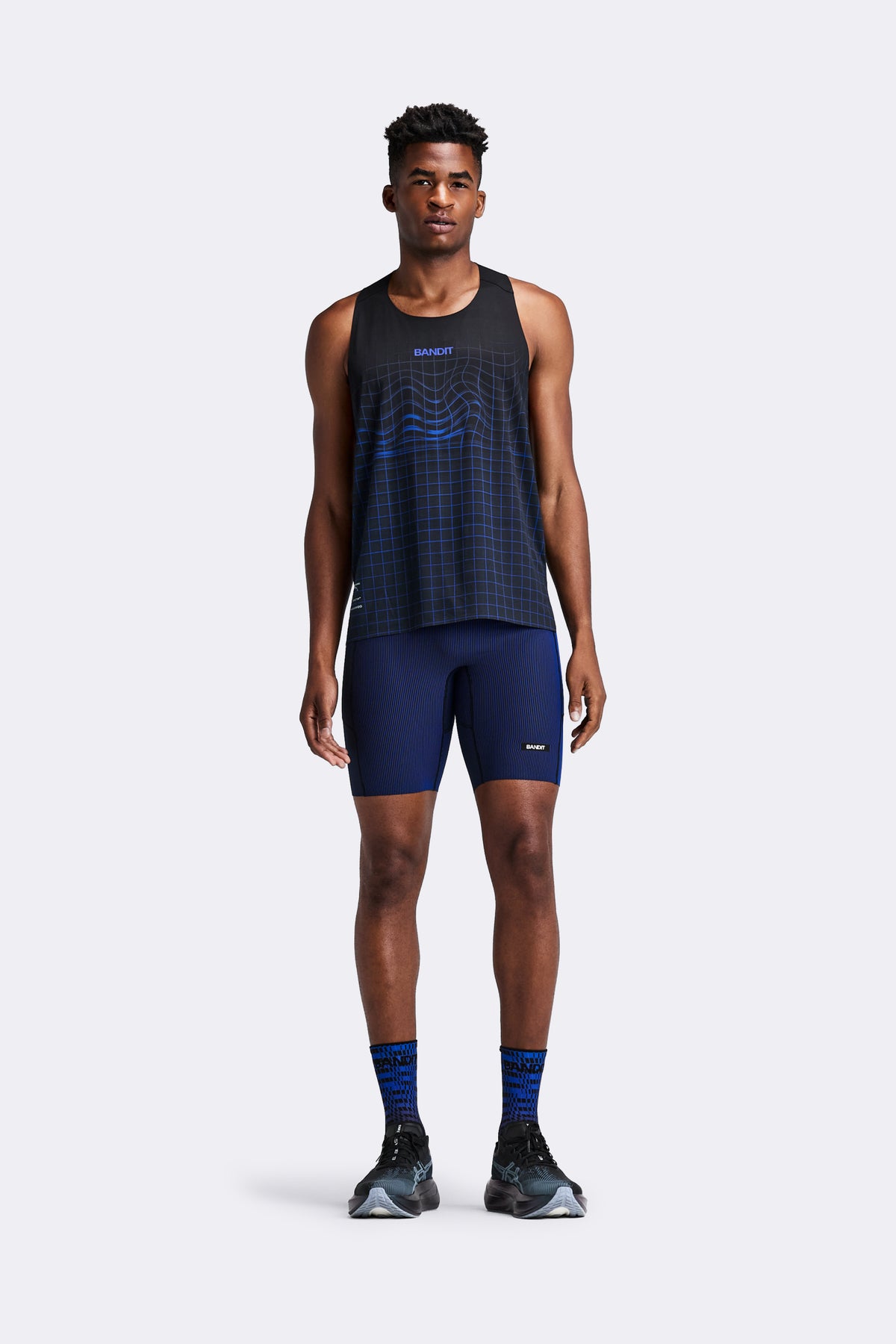 Men's Striped Cadence™ Half Tights - Black / Bauhaus Blue