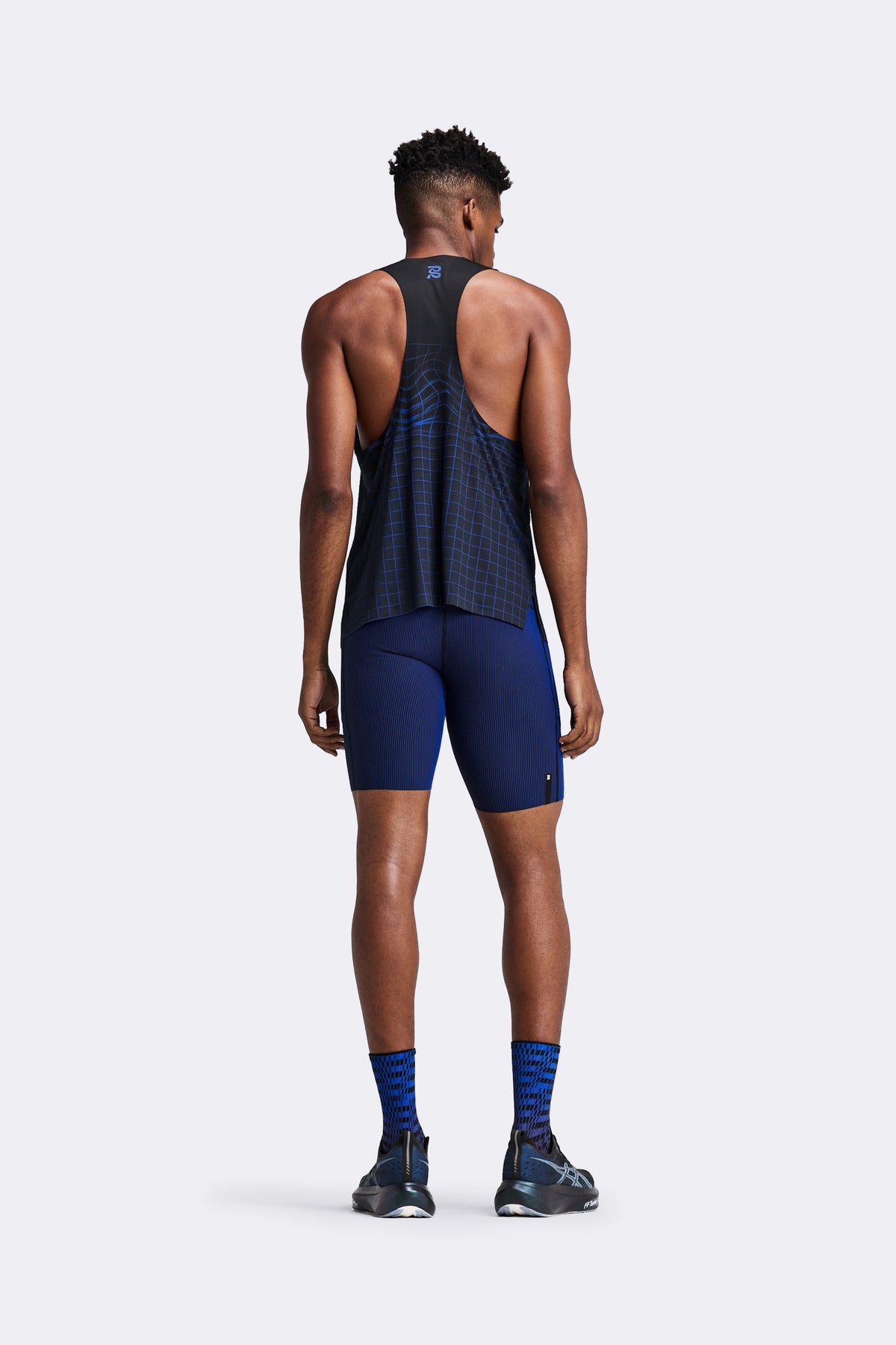 Men's Striped Cadence™ Half Tights - Black / Bauhaus Blue
