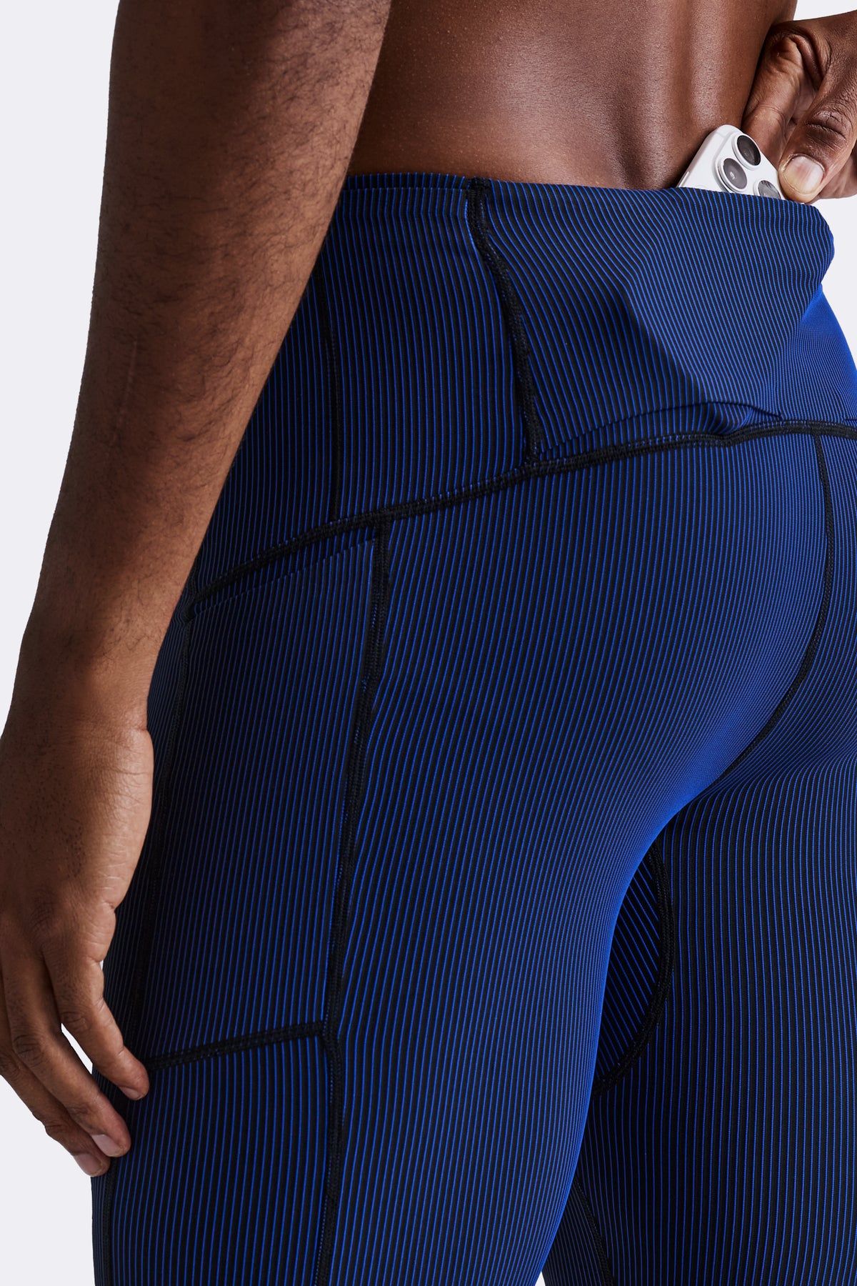 Men's Striped Cadence™ Half Tights - Black / Bauhaus Blue