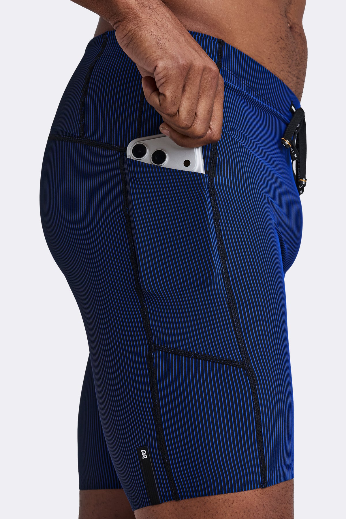 Men's Striped Cadence™ Half Tights - Black / Bauhaus Blue