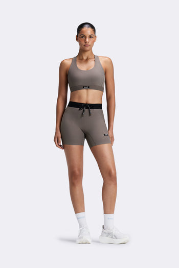 Women's Striped Cadence™ 5" Compression Shorts - Concrete Taupe / Cocoa